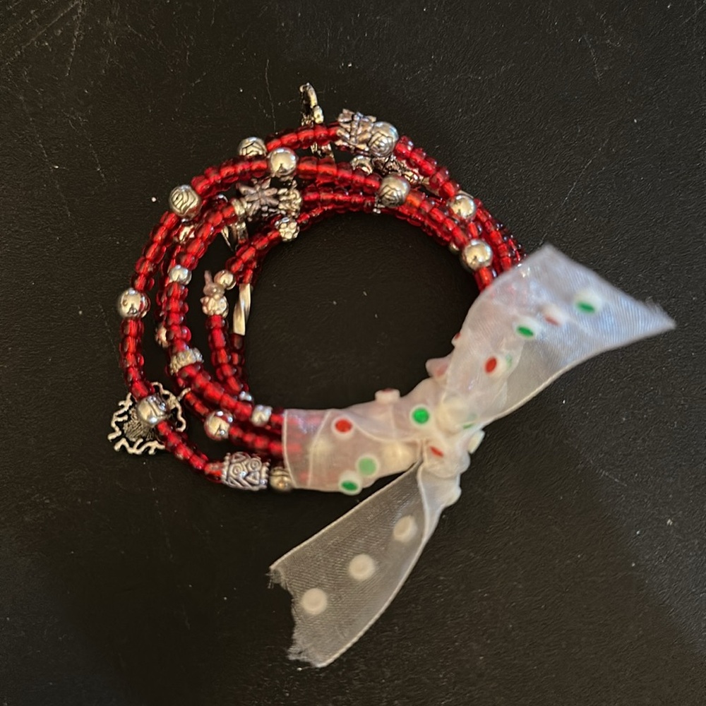 Chic Red Beaded Bracelet Set